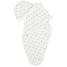 Многоразовые пеленки ДО (Детская одежда) кокон на липучках + шапочка, р. 68 белый/серый