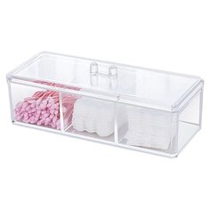 Контейнер UVOO для ватных палочек, дисков, для косметики "Ванная штучка 3 в 1" прозрачный