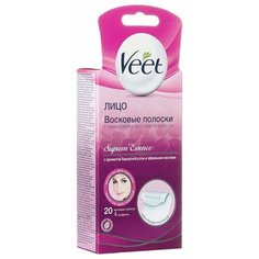 Veet Восковые полоски SupremEssence с ароматом бархатной розы и эфирными маслами для лица 20 шт.