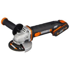 УШМ аккумуляторная Worx WX800 2.0Ач х2 кейс, 20 В, 115 мм, Worx PowerShare