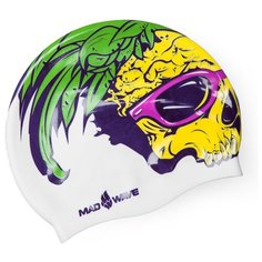 Шапочка для плавания MAD WAVE Pineapple skull белый/желтый/зеленый