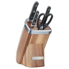 Набор KitchenAid Professional series 3 ножа и ножницы с подставкой из акации акация