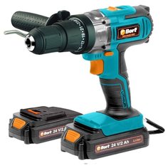 Ударная аккумуляторная дрель-шуруповерт Bort BAB-24X2LI-XDK Li-Ion 2.0 А 24 В х2 сумка 50 Н·м синий/черный