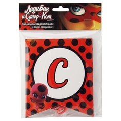 ND Play Гирлянда Леди Баг и Супер-Кот С Днем рождения! 275122 красный/белый/черный