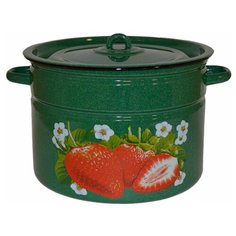 Кастрюля СтальЭмаль 1С300С 12,5 л, изумрудный с зерном (клубника садовая)