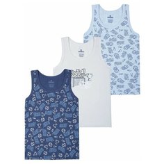 Майка BAYKAR 3 шт., размер 146/152, голубой/синий/молочный