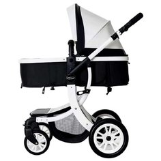 Коляска-трансформер Farfello Aimile 608B (эко кожа) белый/черный