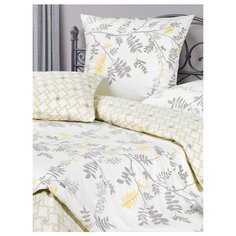 Постельное белье 1.5-спальное ECOTEX КГ1/Цветочный Перфоманс сатин белый