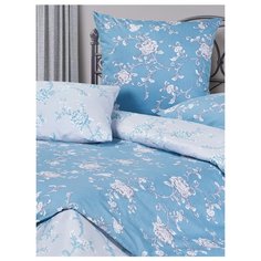 Постельное белье 1.5-спальное ECOTEX КГ1/Моника сатин синий/голубой