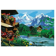 Рыжий кот Картина по номерам "Река и вид на горы" 40х50 см (AWD045)