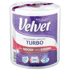 Полотенца бумажные Velvet Turbo белые трёхслойные, 1 рул.