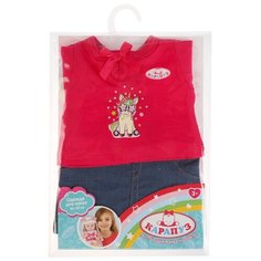 Карапуз Юбка и футболка для кукол 40-42 см OTF-1913S-RU малиново-синий