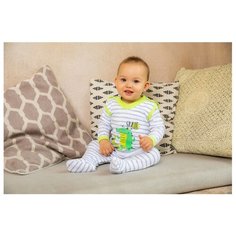 Ползунки Веселый Малыш размер 74, белый/серый