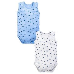 Боди Веселый Малыш размер 68, белый/голубой