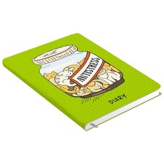 Ежедневник Канц-Эксмо Всюду кошки. Дизайн 3 недатированный, искусственная кожа, А5, 128 листов, зеленый/кошки в банке