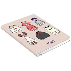 Ежедневник Канц-Эксмо Всюду кошки. Дизайн 2 недатированный, искусственная кожа, А5, 128 листов, кремовый/кошки