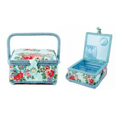 Шкатулка Русские подарки для рукоделия 80889/80890 20х20х11 см голубой / цветочки