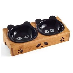 Миска Pug & Pets для кошек и собак Черные глаза черный/коричневый