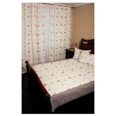 Комплект с покрывалом Naturel Гармония покрывало 240 х 240 см + тюль + 2 шторы + 2 наволочки белый/серый/бордовый