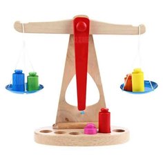 Развивающая игрушка ABtoys Деревянные весы Баланс PT-00924 бежевый/красный