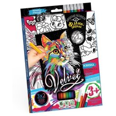 Danko Toys Бархатная раскраска фломастерами "Velvet" Кошечка 1