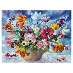 Рыжий кот Картина по номерам "Яркие тюльпаны" 40х50 см (G038)