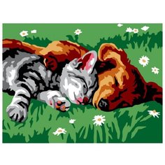 Белоснежка Картина по номерам "Котенок и щенок" 30х40 см (210-CE)
