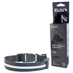 Ошейник Richi Led нейлоновый M, USB 37-40 см черный