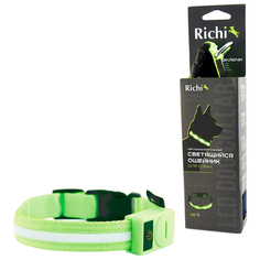 Ошейник Richi Led нейлоновый M 37-40 см зеленый