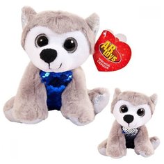 Мягкая игрушка ABtoys Собака с пайетками серая 15 см