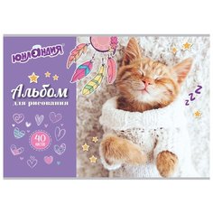Альбом для рисования Юнландия Кот в свитере 28.5 х 20.2 см, 100 г/м², 40 л.