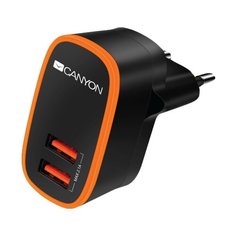 Сетевая зарядка Canyon CNE-CHA02 черный/оранжевый