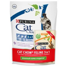 Корм для кошек CAT CHOW (+ пауч с курицей и кабачком 85 г) для профилактики МКБ, с индейкой 400 г
