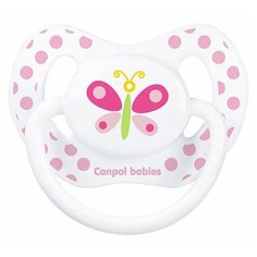 Пустышка силиконовая ортодонтическая Canpol Babies Summertime 0-6 м (1 шт.) белый/бабочка