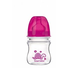 Canpol Babies Бутылочка антиколиковая с широким горлом 120 мл Яркие зверушки с 3 мес., пурпурный