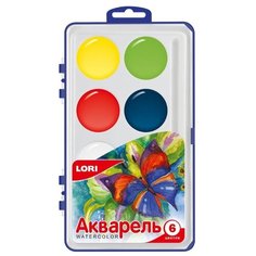 LORI Акварельные краски MAX 6 цветов без кисти (Акв-001)