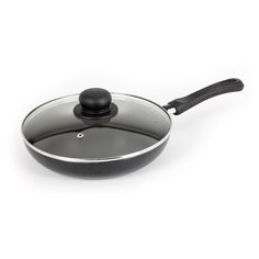 Сковорода Flonal Black and silver 24 см с крышкой, с крышкой, черный