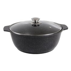 Кастрюля Kukmara Мраморная 28 см 3 л, темный мрамор