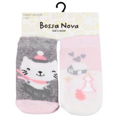 Носки Bossa Nova комплект 2 пары размер 3д, серый/розовый