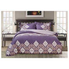 Постельное белье 1.5-спальное Selena Paisley Бархатная ночь, сатин фиолетовый