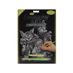 Гравюра Royal & Langnickel Кошка с котятами (SILF13) серебристая основа
