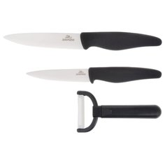 Набор Добрыня 2 ножа и овощечистка DO-1118 черный/белый