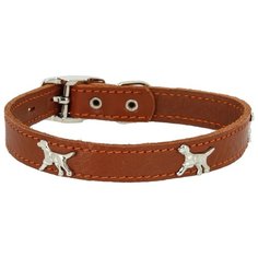 Ошейник КАСКАД кожаный "Флер", с украшением "Собака" (12010126) 39-46 см светло-коричневый