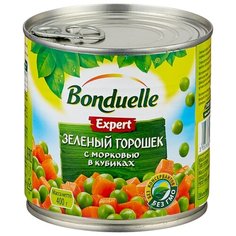 Зеленый горошек Bonduelle Expert с морковью в кубиках, жестяная банка 400 г