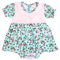 Платье-боди Веселый Малыш размер 68, бирюзовый