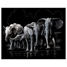 Гравюра Royal & Langnickel Слоны (SILF40) серебристая основа