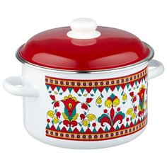 Кастрюля Appetite Карусель 5,5 л, белый/красный