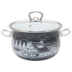 Кастрюля Savasan Хуторок 1379 2,9 л, черный/белый