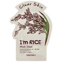 TONY MOLY тканевая маска I’m Real Rice очищающая, 21 г