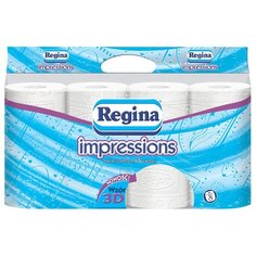 Туалетная бумага Regina Impression белая с 3D декорацией трёхслойная, 8 рул.